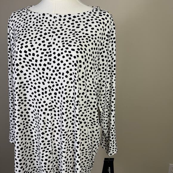 Alfani Elements Printed 3 4 Sleeve Tunic Top US Women's 0X Plus - Picture 2 of 9